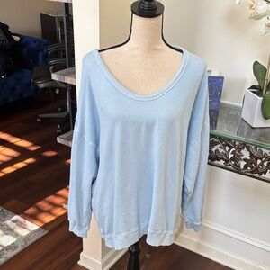 Aerie Soft Blue Scoop Neck Oversized “Lets Go Coconuts”Sweatshirt size Large